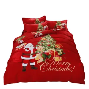 新设计清算质量床单圣诞节数字打印床上用品套装