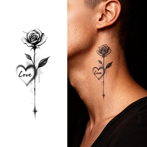 Tatuaje Temporal con Motivo <span class=keywords><strong>de</strong></span> Rosa, Tatuaje Semipermanente, Resistente al Agua y al Sudor, Duración <span class=keywords><strong>de</strong></span> 2 Semanas, Pegatinas <span class=keywords><strong>de</strong></span> Tatuaje Herbales Realistas - Product Image 1