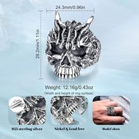 Changda gros 925 argent Sterling viking gothique punk vampire lucifer signe santa crâne anneau pour hommes