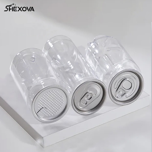 Xu Hướng Biểu Tượng Tùy Chỉnh Rõ Ràng Pet Nhựa Có Thể Với Kéo Vòng Jar Chai Cho Bánh Lạnh Đồ Uống Nước Giải Khát Và Rò Rỉ Bằng Chứng Thiết Kế - Product Image 1