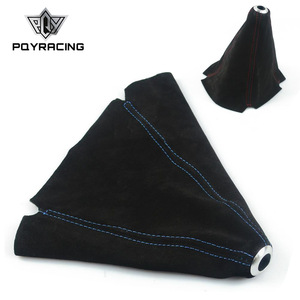 Poyracing Gear <b>Shift</b> <b>Knob</b> Cover Black Universal Manual Transmission Car With Blue Stitching - Product Image 1