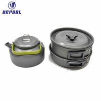 Batterie de cuisine de camping antiadhésive légère bouilloire et casseroles kit de désordre pour l'aventure en plein air