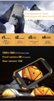 Bingxin F3 4G LTE Smartphone resistente 5,5 pulgadas Android 8,1 4800/9600 MAh Cámara de alta definición impermeable a prueba de golpes 4 + 64GB