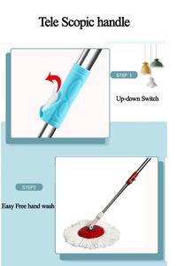 360 Degree Rotating Microfiber <strong>Mop</strong> <strong>Stick</strong> with Adjustable Stainless Steel Handle PP <strong>Mop</strong> Head Floor 10kg Load-Bearing - Product Image 6