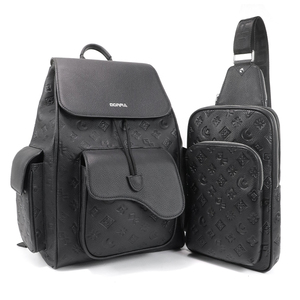 Gorfia Wholesale Fashion Embossed PU Print <b>Backpack</b> and Chest Bag Set Luxury Men's Travel <b>Backpack</b> Crossbody Chest Bag - Product Image 3