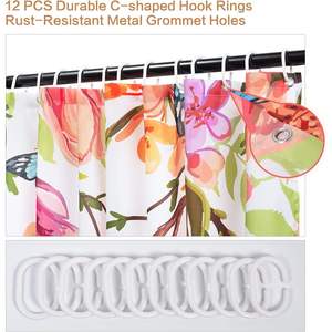 Modern 3D Flower Hummingbird <b>Shower</b> <b>Curtain</b> with 12 <b>Hooks</b> Polyester Waterproof Summer Bathroom Home Decor Stock - Product Image 4