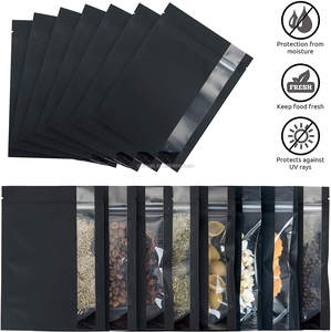 Sacs <span class=keywords><strong>de</strong></span> rangement réutilisables noirs, 50 pièces, fenêtre <span class=keywords><strong>de</strong></span> vision verticale, avec pratique sur pied, anti-odeurs, 5x7 pouces - Product Image 4