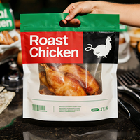 Sacs d'emballage personnalisés Haodong pour poulet rôti à la broche, imprimés, micro-ondables, à fermeture éclair, en plastique, avec poignée, pour plats à emporter
