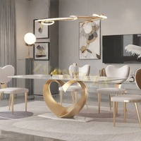 Ensemble de table à manger moderne en forme de cœur doré Xuanzhen, table à manger en marbre pour 6 personnes, ensemble de table à manger pour la maison
