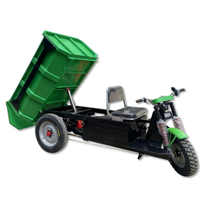 Tricycle électrique à trois roues vert avec remorque hydraulique à benne basculante, usage industriel, moteur 1500W, cadre en acier, peinture poudrée - Product Image 5