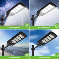 Éclairage public extérieur haute luminosité IP67 télécommande 50w 100w 150w 200w 300w tout en un lampadaire extérieur à énergie solaire
