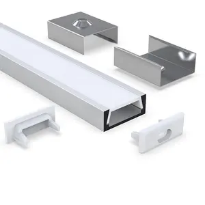 For Led Light Extrusion Housing Channel With Pc Pmma Cover Endcaps Clip Led Strip Aluminum Profile