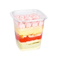 Contenant d'emballage jetable pour pâtisseries et gâteaux, en plastique PET transparent, carré, pour mousse, gâteau, dessert