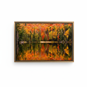 Autumn Forest Reflection <b>Canvas</b> Wall Art - Fall Landscape Print,GOLD <b>FRAMED</b> <b>CANVAS</b> - Product Image 2