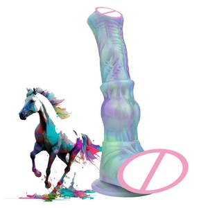 YOCY Dildo de Larga Duración Color Loto, Dildo Monstruoso con Nudo Grande, Dildos de Silicona Líquida con Forma de Pene Animal, Plug Anal, Juguetes Sexuales Vaginales para Mujeres - Product Image 2