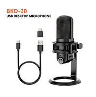 Microphone à condensateur USB filaire d'enregistrement de diffusion en direct bien conçu adapté à l'enregistrement à domicile