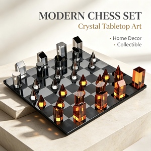 Échiquier en cristal orange de haute qualité, design unique et exquis, grande esthétique, échiquier artisanal en cristal - Product Image 1