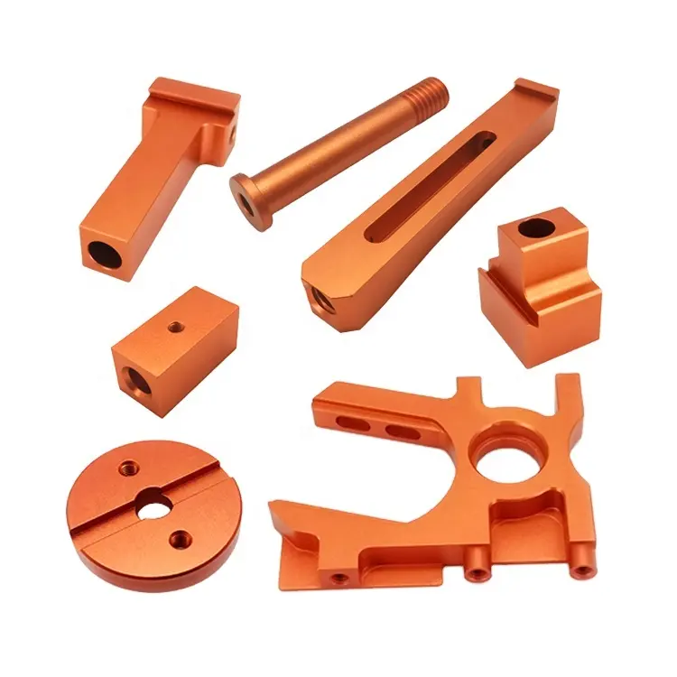 Komponen mesin CNC aluminium Anodized oranye kuantitas tinggi pabrikan bros dan layanan bor