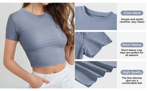 Produttore personalizzato di base Y2k in bianco T-Shirt Top Crop per bambini in tinta unita Top Cropped T Shirt da donna 5% 95% in <span class=keywords><strong>Spandex</strong></span> poliestere - Product Image 6