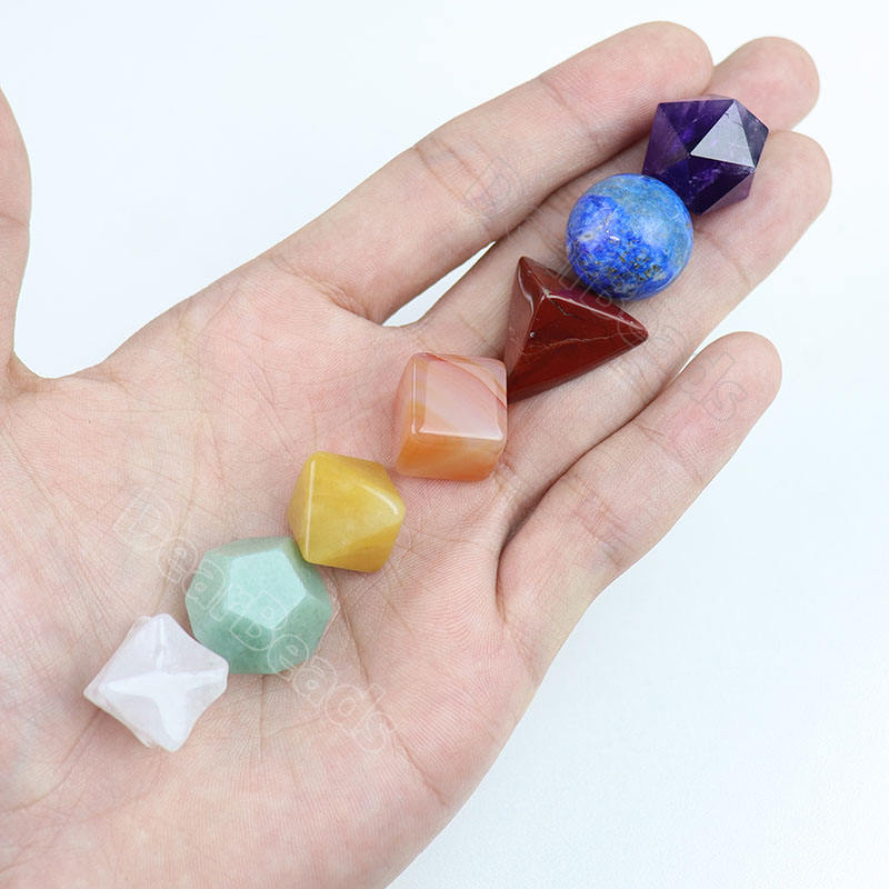 Set Di 7 Solidi Platonici Dei Sette Chakra: Cristalli Di Geometria Sacra Con Scatola Di Legno - Italia - Foto 11