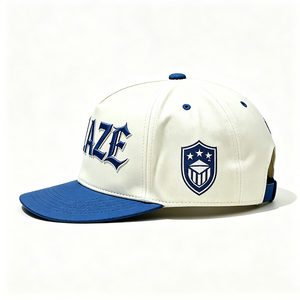 Casquette Snapback Unisexe Personnalisée avec Broderie 3D sur Toile, Blanc et Bleu Royal, Visière Plate Structurée, Style Sportif, Lettres Gothiques, Streetwear, Chapeau de Sport - Product Image 6