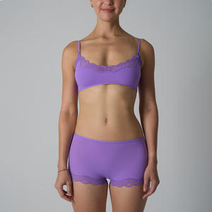 レディースブラセットSK1225 & SK1226-4超薄型レースサテンスプライシングミッドウエスト下着パンティーセット - Product Image 4