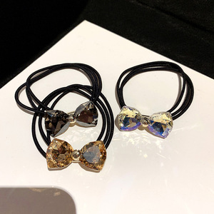 Crystal <b>Bow</b> Double Strand Hair Ties Elegant Rhinestone Hair Bands Women Ponytail <b>Holders</b> Minimalist Hair Scrunchies For Buns - Product Image 1