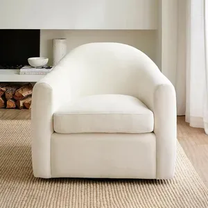 Premium Pure Color Living Room Velvet Swivel Chair Round Back Swooping Arm Upholstered Armchair