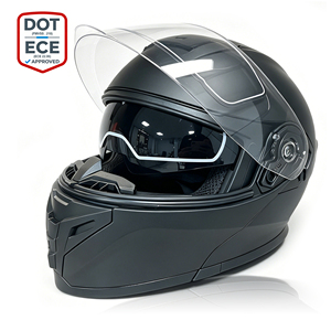 Casque de moto intégral à double visière, coque en ABS, homologué DOT ECE, design modulaire, course, noir mat - Product Image 1