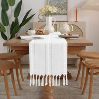 Innermor Chemins de table chauffants de luxe, style américain, faits main, en polyester tissé à motifs floraux rayés avec pompons, taille personnalisée, pour chambre