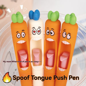Bolígrafo de gel neutro con diseño de rábano confuso y forma de zanahoria, divertido, con lengua que sale al presionar, para oficina y material escolar - Product Image 2