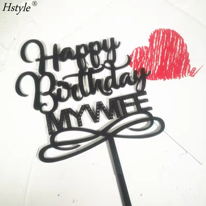 Hstyle nuovo Design <span class=keywords><strong>buon</strong></span> <span class=keywords><strong>compleanno</strong></span> mia moglie <span class=keywords><strong>mio</strong></span> marito Topper torta acrilico strumenti di decorazione PQA096 per la torta decoratori - Product Image 2