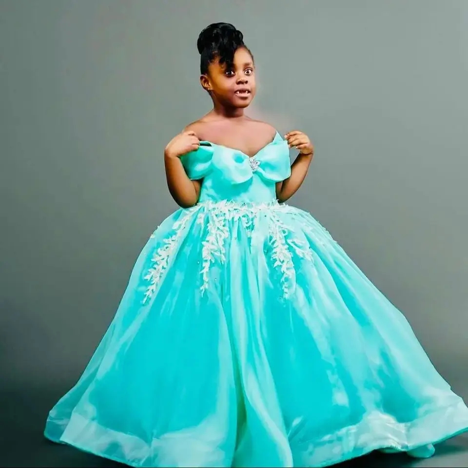bluegirl dress Blue Girl Birthday Party Holiday Princess Gown J756 DreamyVow Dress can be made in different colors Long Sleeves Blue Girl Formal