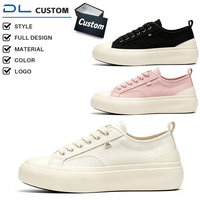 Chaussures de plateforme en toile minimalistes personnalisées pour hommes et femmes, lacets, semelle épaisse blanche crème, baskets décontractées, chaussures de marche quotidiennes