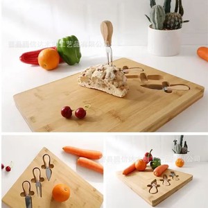 Tabla de cortar queso de madera de 14x11x0.6 pulgadas con soporte para cuchillos para servir en fiestas de vino - Product Image 5