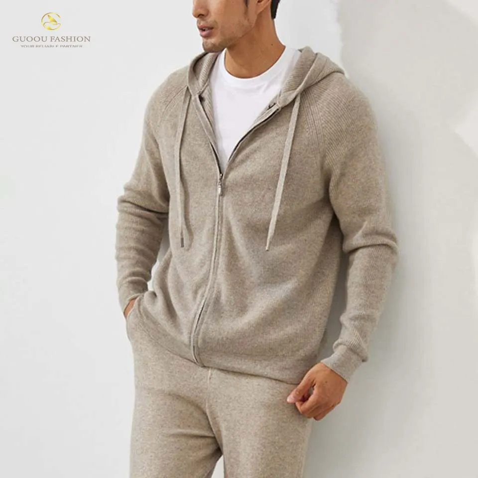 Nouveau Pull en cachemire pour homme Sweats à capuche zippés pour homme Cardigan en cachemire tricoté