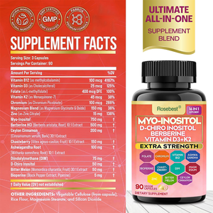 كبسولات ميو-إينوسيتول ودي-كيرو إينوسيتول 16 في 1 قوية المفعول لتوازن الهرمونات مع البربرين وفيتامين د3+كي2 للنساء - Product Image 6