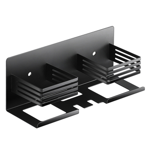<b>Wall</b>-Mounted Double <b>Toothbrush</b> Cup <b>Holder</b> Matte Black Minimalist Bathroom Organizer Space-Saving Design - Product Image 6