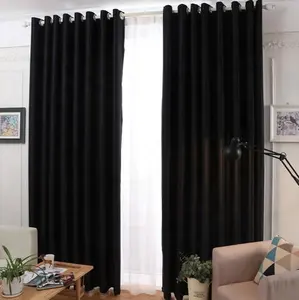 Schwarz farbe blackout gardinen vorhang für fenster schatten und hotel raumteiler