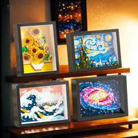Puzzle de micro-particules transfrontalier, modèle de peinture célèbre mondiale, jouet DIY, Ciel étoilé Van Gogh, Tournesol, Cadre photo Rêve, ABS 14+