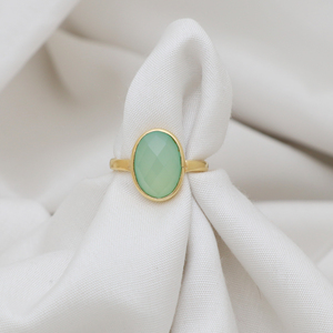 Custom Made Faceted Prehnite Chalcedony Unisex <b>Ring</b> Gold/<b>silver</b> Plated Designer Double Layer <b>Adjustable</b> Open <b>Ring</b> - Product Image 3