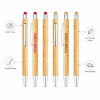 Stylo bille en bambou et plastique personnalisé avec logo, clip métallique, encre noire 1 mm, écologique, pour bureau/école/cadeau