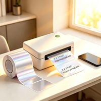 Stiker Label Termal Holografik 3 X 2 Inci yang Dapat Disesuaikan, Tahan Air, Pelangi, untuk Label Nama, Desain Logo DIY
