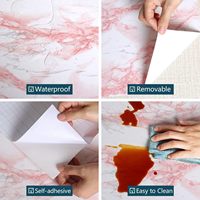 Papier peint 3D en marbre rose ORON, autocollant, imperméable, rouleaux de papier peint autocollants pour chambre à coucher, armoires de cuisine