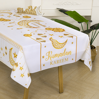 Nappe en polyester pour l'Aïd Moubarak 2026, couvre-table jetable islamique pour le Ramadan, cadeau de l'Aïd al-Adha, décoration de table islamique, livraison directe