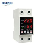 Protecteur de surtension/sous-tension réglable monophasé AC 200V sur rail DIN avec affichage LCD en matériau PC