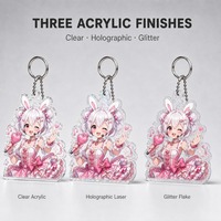 Porte-clés personnalisé en acrylique anime, épaisseur 5 mm, revêtement époxy, impression UV, chaîne serpent, fabrication OEM, vente en gros, délai de livraison rapide