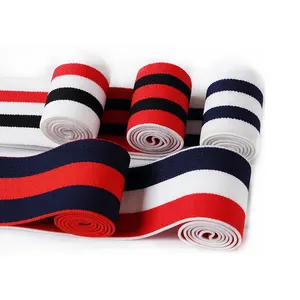 Soft Smooth 40mm Width In Stock Customized White Black Red Color Nylon Stripe Elastic Band For Garment Striped Cotton Webbing