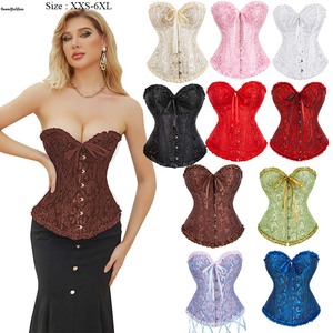 Corsé de busto con cierre frontal de 6 broches, estilo bustier, para tallas grandes 6XL 7XL, para mujeres con busto grande, estilo gótico victoriano con volantes y pliegues - Product Image 2