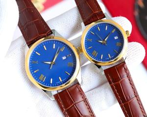 Montre de luxe haut de gamme Fo. Omegas, mouvement à quartz de précision, bracelet en cuir de crocodile, cadran noir, aiguilles argentées, revêtement luminescent - Product Image 5